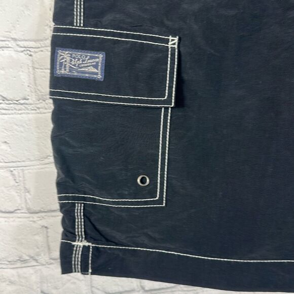 Polo Ralph Lauren Mens Swim Trunks Medium Black Drawstring Pockets Board Shorts - Picture 2 of 10